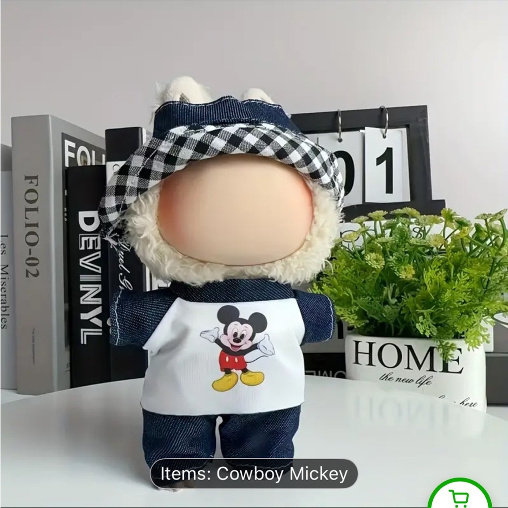 Labubu Mickey Mouse Plush Denim Outfit